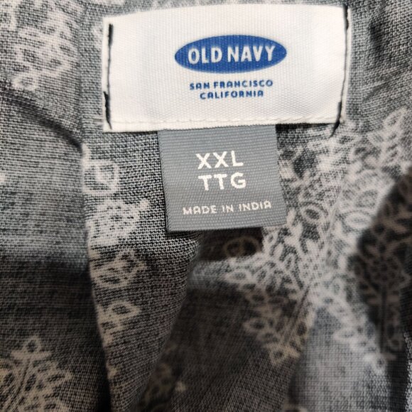 Old Navy XXL Plus Size Black White Floral Tunic Blouse Long Sleeve Boho Top Chic - Picture 4 of 7